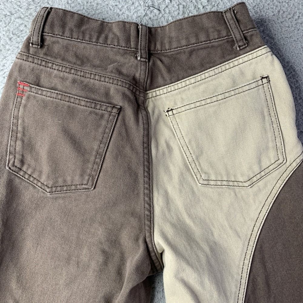 BDG Urban Outfitters COWBOY Brown Color Block Hi Rise Straight Leg Jeans 24 - Picture 13 of 14